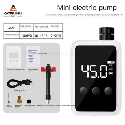 Electric Portable Bike Pump with Digital Gauge - 500mAh