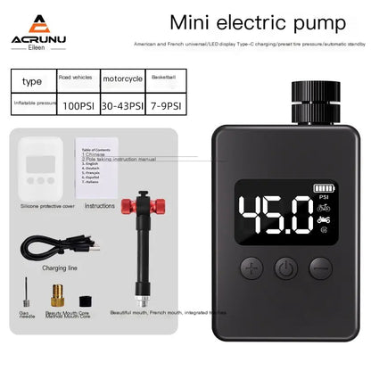 Electric Portable Bike Pump with Digital Gauge - 500mAh
